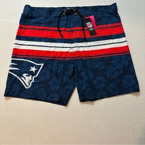 NFL New England Patriots Men's Navy Red Stripe Swim Trunks 3XL